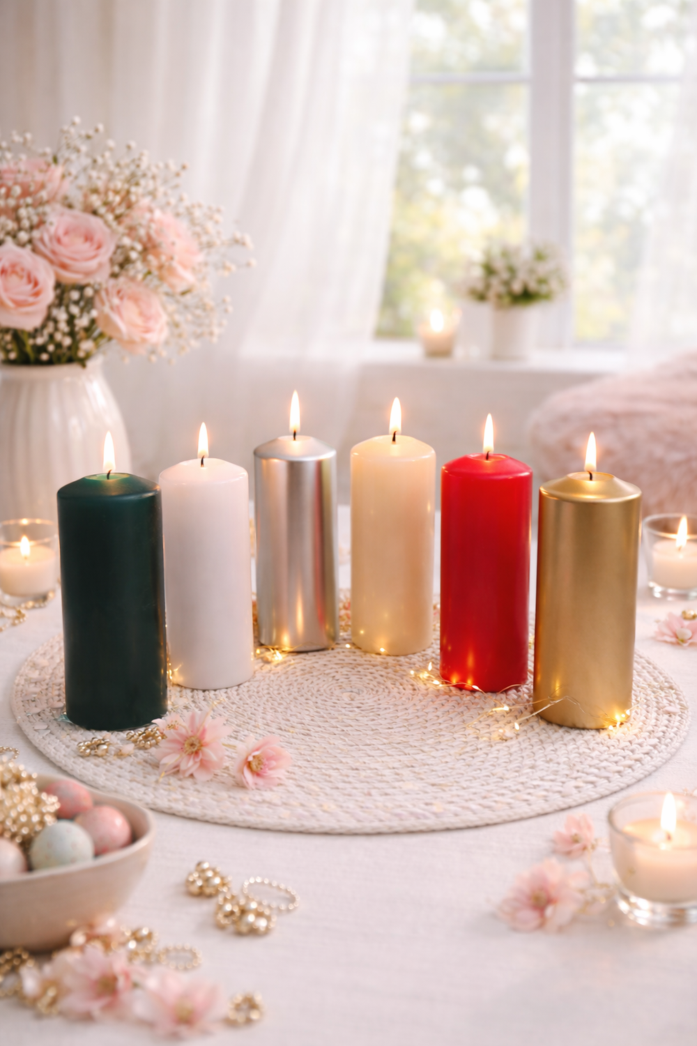 6 Inch Pillar Candle | Gold & Silver — Price's Candles